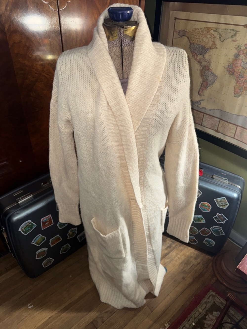 Caslon Luxe Chunky Knit Longline Cardigan - Ivory/Cream - Size 1 (women S/M)